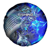 Blue Lightning Striped Bass Spare Tire Cover Power Surge Fishing Hook Electric Print - Wonder Print Shop