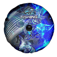 Blue Lightning Striped Bass Spare Tire Cover Power Surge Fishing Hook Electric Print - Wonder Print Shop