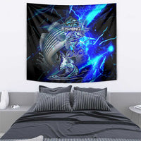 Blue Lightning Striped Bass Tapestry Power Surge Fishing Hook Electric Print - Wonder Print Shop