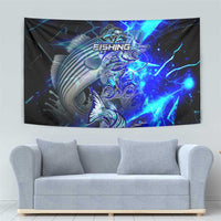 Blue Lightning Striped Bass Tapestry Power Surge Fishing Hook Electric Print - Wonder Print Shop