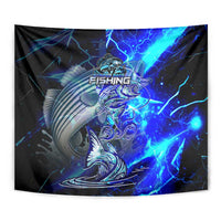 Blue Lightning Striped Bass Tapestry Power Surge Fishing Hook Electric Print - Wonder Print Shop