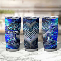 Blue Lightning Striped Bass Tumbler Cup Power Surge Fishing Hook Electric Print - Wonder Print Shop