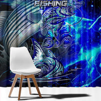Blue Lightning Striped Bass Window Curtain Power Surge Fishing Hook Electric Print - Wonder Print Shop