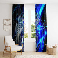 Blue Lightning Striped Bass Window Curtain Power Surge Fishing Hook Electric Print - Wonder Print Shop