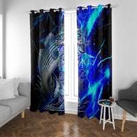 Blue Lightning Striped Bass Window Curtain Power Surge Fishing Hook Electric Print - Wonder Print Shop
