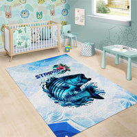 Striped Bass Whisperer Area Rug Tropical Wave Fishing Design - Wonder Print Shop