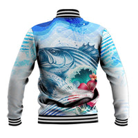 Striped Bass Whisperer Baseball Jacket Tropical Wave Fishing Design - Wonder Print Shop