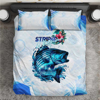 Striped Bass Whisperer Bedding Set Tropical Wave Fishing Design - Wonder Print Shop