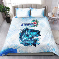 Striped Bass Whisperer Bedding Set Tropical Wave Fishing Design - Wonder Print Shop