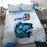 Striped Bass Whisperer Bedding Set Tropical Wave Fishing Design - Wonder Print Shop
