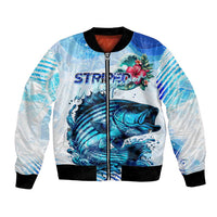 Striped Bass Whisperer Bomber Jacket Tropical Wave Fishing Design - Wonder Print Shop