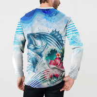 Striped Bass Whisperer Button Sweatshirt Tropical Wave Fishing Design - Wonder Print Shop