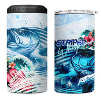 Striped Bass Whisperer 4 in 1 Can Cooler Tumbler Tropical Wave Fishing Design - Wonder Print Shop