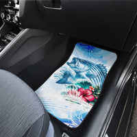 Striped Bass Whisperer Car Mats Tropical Wave Fishing Design - Wonder Print Shop