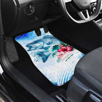 Striped Bass Whisperer Car Mats Tropical Wave Fishing Design - Wonder Print Shop