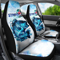 Striped Bass Whisperer Car Seat Cover Tropical Wave Fishing Design - Wonder Print Shop