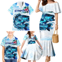 Striped Bass Whisperer Family Matching Mermaid Dress and Hawaiian Shirt Tropical Wave Fishing Design - Wonder Print Shop