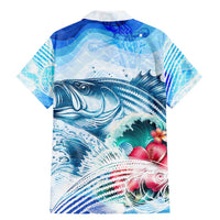 Striped Bass Whisperer Family Matching Mermaid Dress and Hawaiian Shirt Tropical Wave Fishing Design - Wonder Print Shop