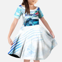 Striped Bass Whisperer Family Matching Off Shoulder Maxi Dress and Hawaiian Shirt Tropical Wave Fishing Design - Wonder Print Shop