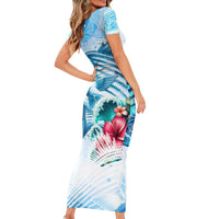 Striped Bass Whisperer Family Matching Short Sleeve Bodycon Dress and Hawaiian Shirt Tropical Wave Fishing Design - Wonder Print Shop