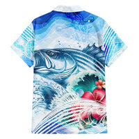 Striped Bass Whisperer Family Matching Summer Maxi Dress and Hawaiian Shirt Tropical Wave Fishing Design - Wonder Print Shop