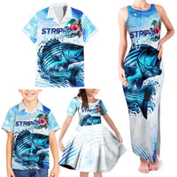Striped Bass Whisperer Family Matching Tank Maxi Dress and Hawaiian Shirt Tropical Wave Fishing Design - Wonder Print Shop