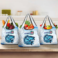 Striped Bass Whisperer Grocery Bag Tropical Wave Fishing Design - Wonder Print Shop