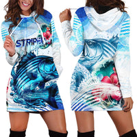 Striped Bass Whisperer Hoodie Dress Tropical Wave Fishing Design - Wonder Print Shop