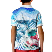 Striped Bass Whisperer Kid Polo Shirt Tropical Wave Fishing Design - Wonder Print Shop