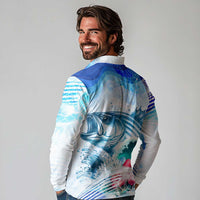 Striped Bass Whisperer Long Sleeve Polo Shirt Tropical Wave Fishing Design - Wonder Print Shop