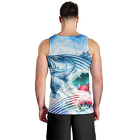 Striped Bass Whisperer Men Tank Top Tropical Wave Fishing Design - Wonder Print Shop