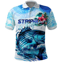 Striped Bass Whisperer Polo Shirt Tropical Wave Fishing Design - Wonder Print Shop