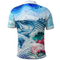 Striped Bass Whisperer Polo Shirt Tropical Wave Fishing Design - Wonder Print Shop