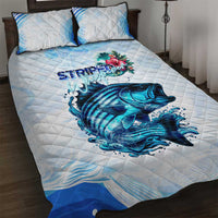 Striped Bass Whisperer Quilt Bed Set Tropical Wave Fishing Design - Wonder Print Shop