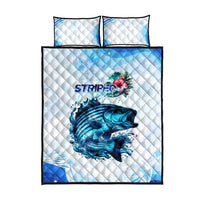 Striped Bass Whisperer Quilt Bed Set Tropical Wave Fishing Design - Wonder Print Shop