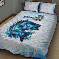 Striped Bass Whisperer Quilt Bed Set Tropical Wave Fishing Design - Wonder Print Shop
