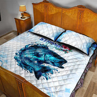 Striped Bass Whisperer Quilt Bed Set Tropical Wave Fishing Design - Wonder Print Shop