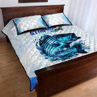 Striped Bass Whisperer Quilt Bed Set Tropical Wave Fishing Design - Wonder Print Shop