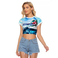 Striped Bass Whisperer Raglan Cropped T Shirt Tropical Wave Fishing Design - Wonder Print Shop