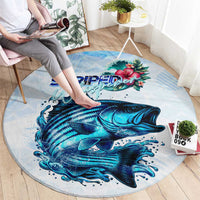 Striped Bass Whisperer Round Carpet Tropical Wave Fishing Design - Wonder Print Shop