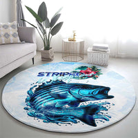 Striped Bass Whisperer Round Carpet Tropical Wave Fishing Design - Wonder Print Shop