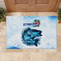 Striped Bass Whisperer Rubber Doormat Tropical Wave Fishing Design - Wonder Print Shop