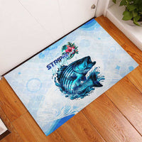 Striped Bass Whisperer Rubber Doormat Tropical Wave Fishing Design - Wonder Print Shop