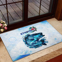 Striped Bass Whisperer Rubber Doormat Tropical Wave Fishing Design - Wonder Print Shop