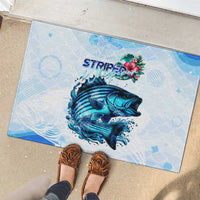 Striped Bass Whisperer Rubber Doormat Tropical Wave Fishing Design - Wonder Print Shop