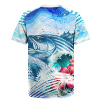 Striped Bass Whisperer Rugby Jersey Tropical Wave Fishing Design - Wonder Print Shop