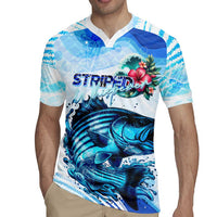 Striped Bass Whisperer Rugby Jersey Tropical Wave Fishing Design - Wonder Print Shop