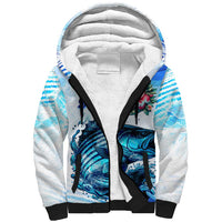 Striped Bass Whisperer Sherpa Hoodie Tropical Wave Fishing Design - Wonder Print Shop