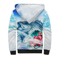 Striped Bass Whisperer Sherpa Hoodie Tropical Wave Fishing Design - Wonder Print Shop