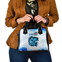 Striped Bass Whisperer Shoulder Handbag Tropical Wave Fishing Design - Wonder Print Shop